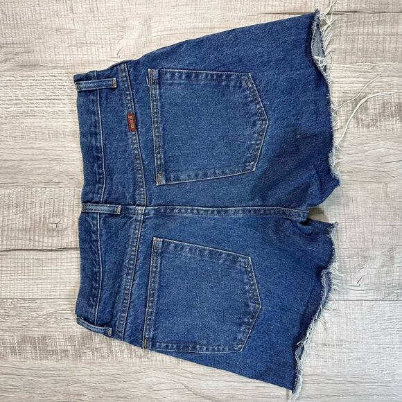 WMNS Rustler Cut of Denim Dark Wash Jean Short 33 Blue Cut-Off Cowgirl High Rise - Picture 4 of 7